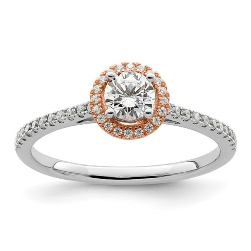 10K Two-Tone Rose & White Gold 1/2ct Lab Grown Diamond Halo Ring